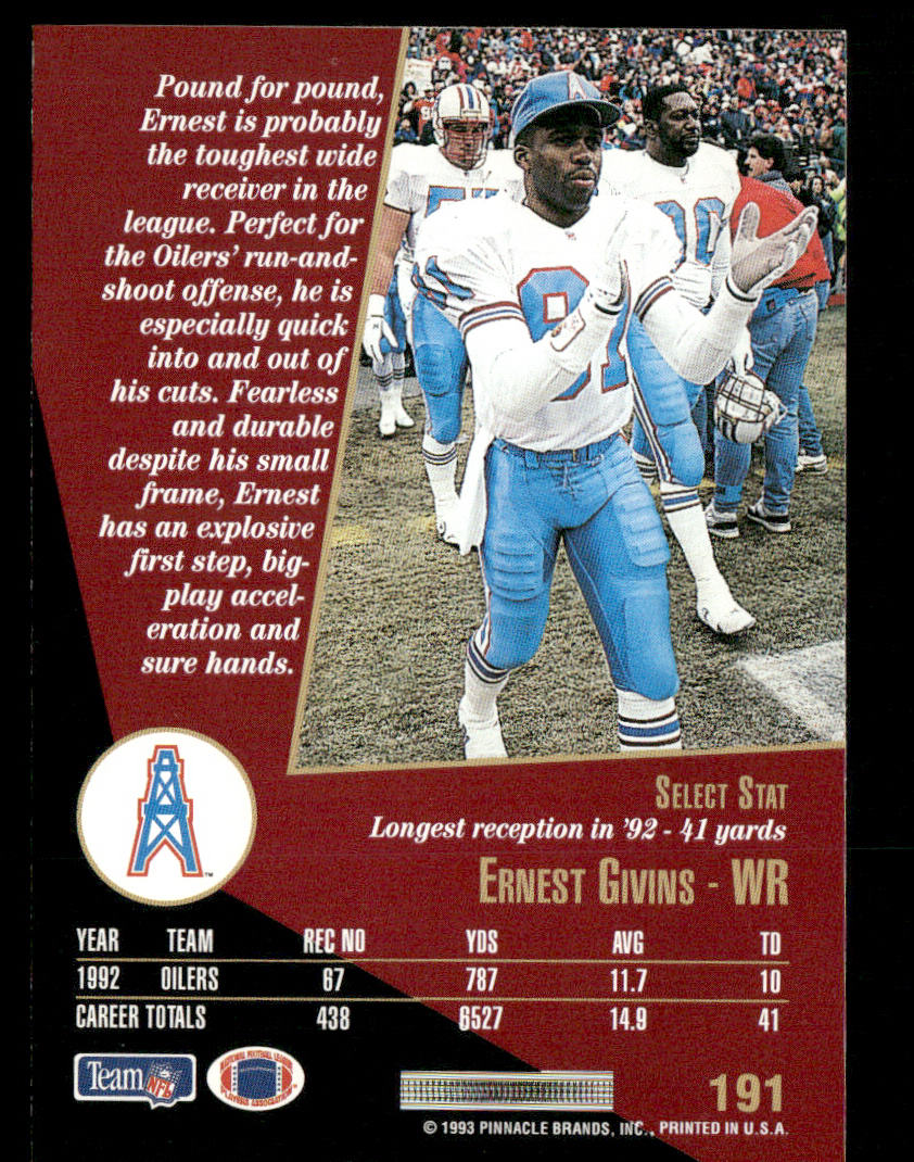 Ernest Givins 1993 Select #191 Houston Oilers