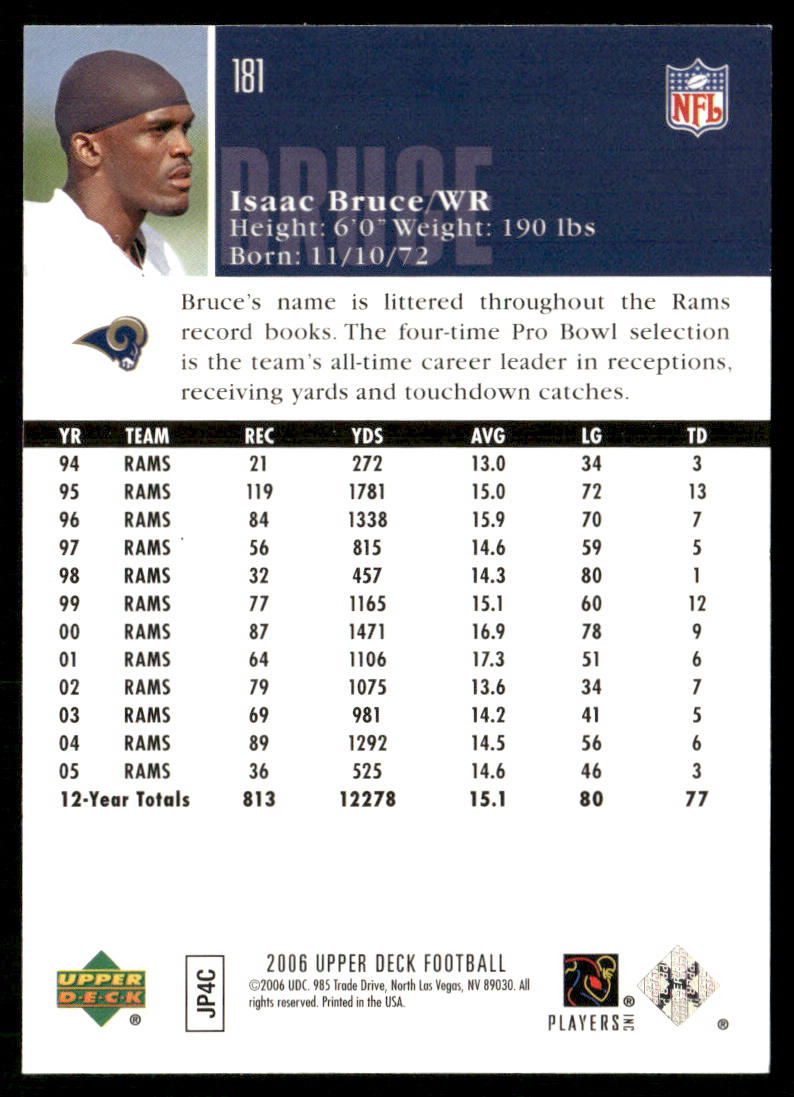 Isaac Bruce 2006 Upper Deck #181 St. Louis Rams