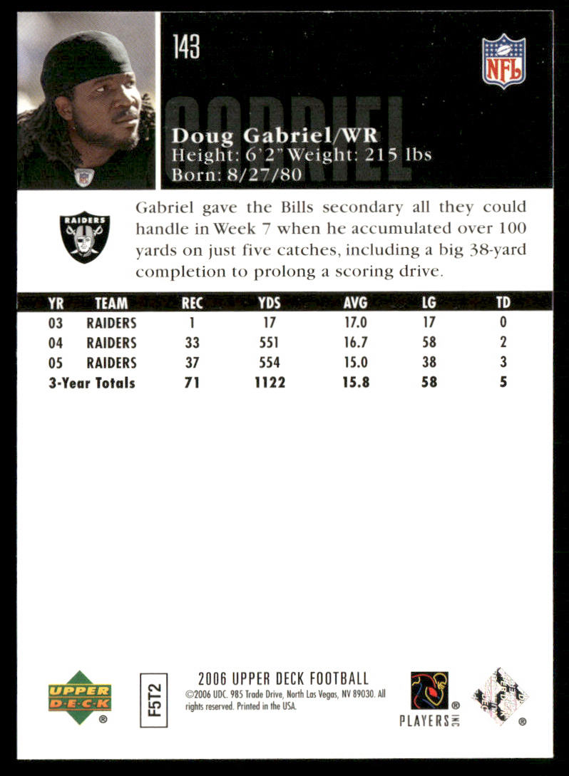 Doug Gabriel 2006 Upper Deck #143 Oakland Raiders