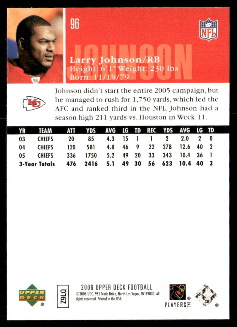 Larry Johnson 2006 Upper Deck #96 Kansas City Chiefs