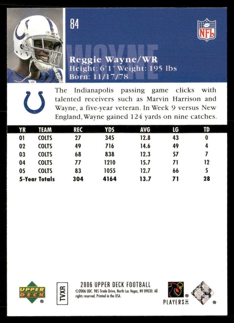 Reggie Wayne 2006 Upper Deck #84 Indianapolis Colts