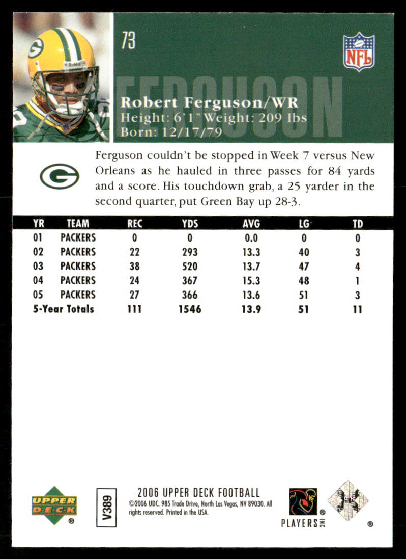 Robert Ferguson 2006 Upper Deck #73 Green Bay Packers