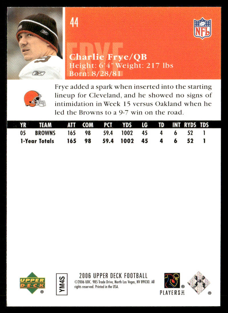 Charlie Frye 2006 Upper Deck #44 Cleveland Browns