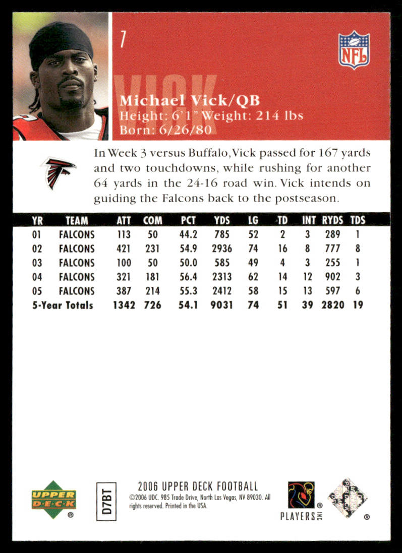 Michael Vick 2006 Upper Deck #7 Atlanta Falcons