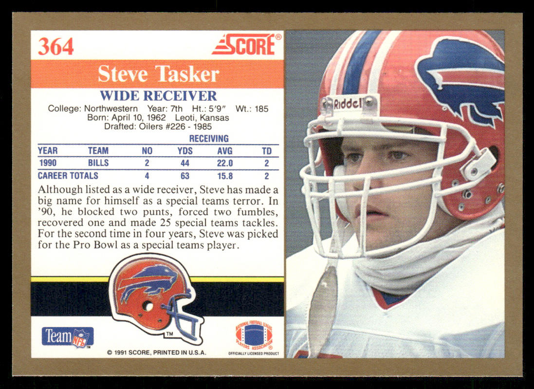 Steve Tasker 1991 Score #364 Buffalo Bills