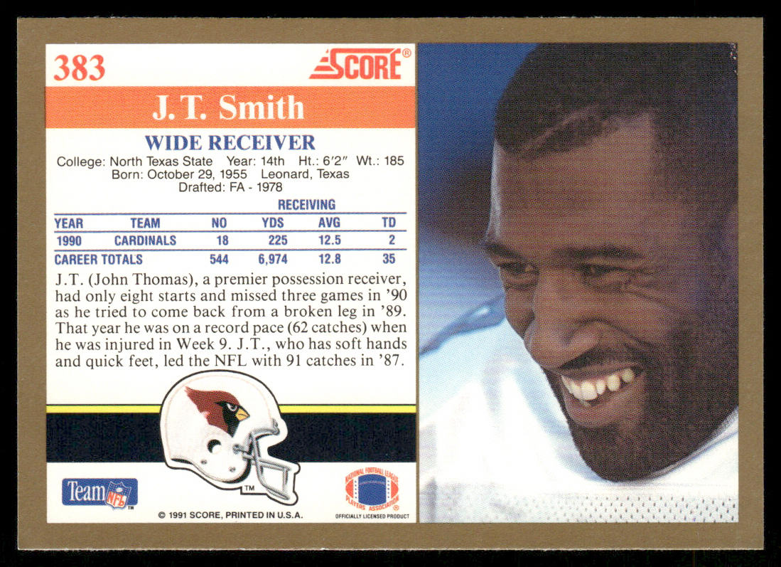 J.T. Smith 1991 Score #383 Phoenix Cardinals