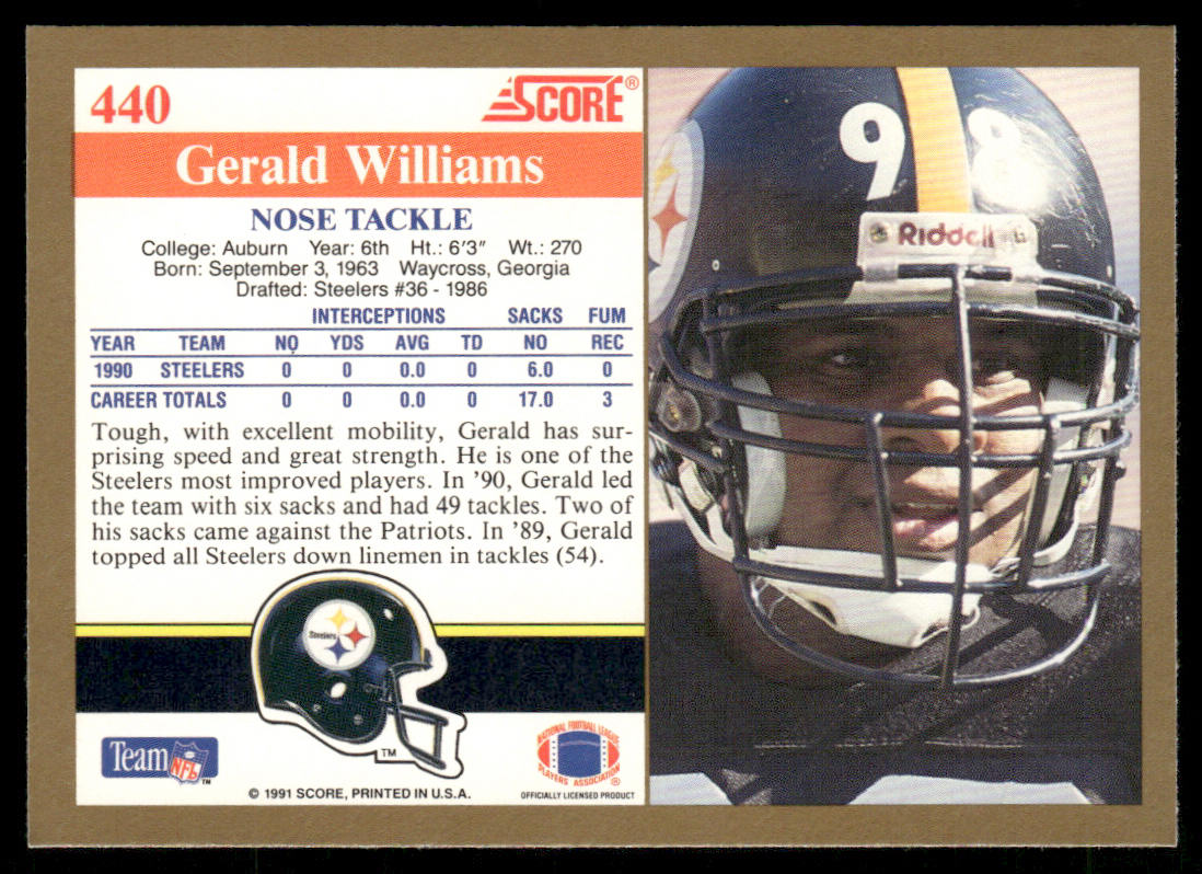 Gerald Williams 1991 Score #440 Pittsburgh Steelers