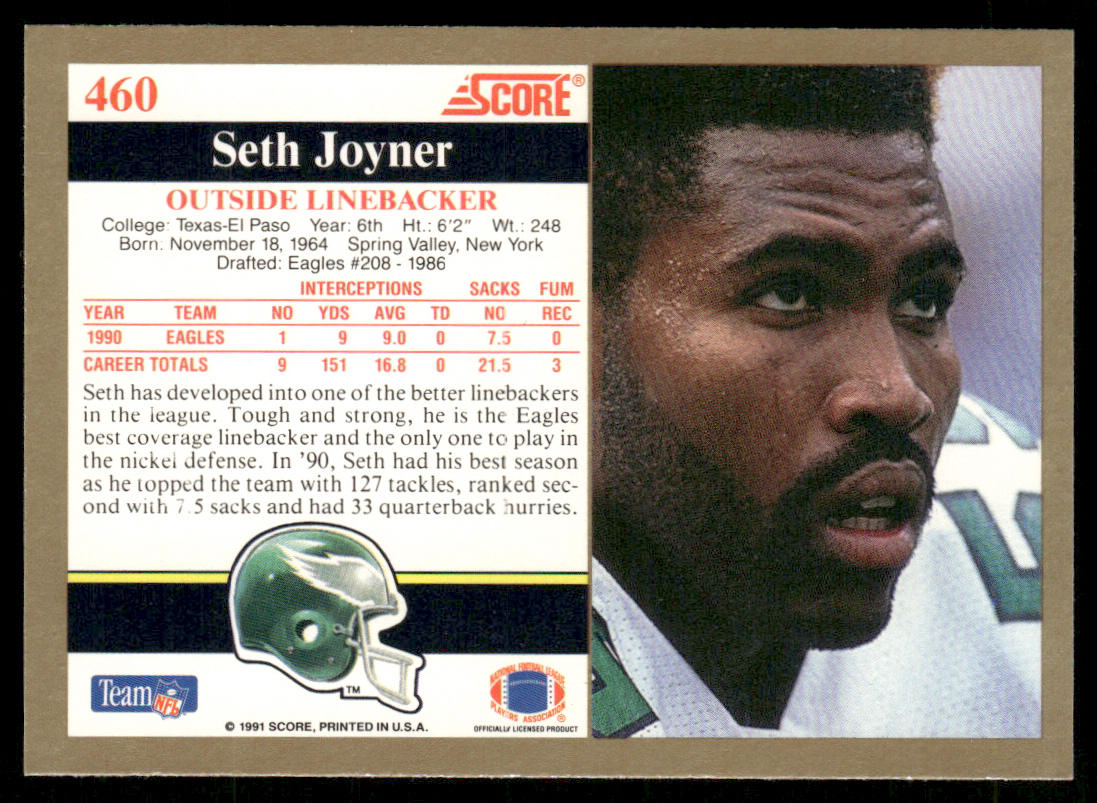 Seth Joyner 1991 Score #460 Philadelphia Eagles