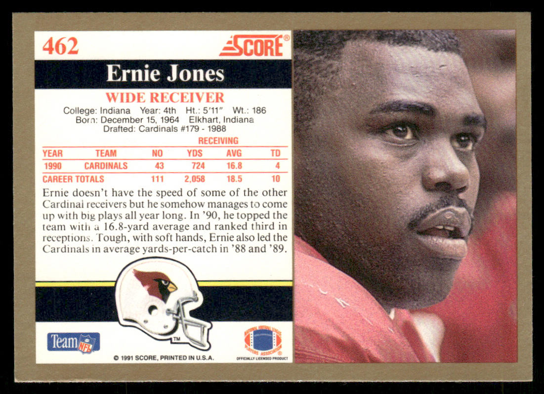 Ernie Jones 1991 Score #462 Phoenix Cardinals