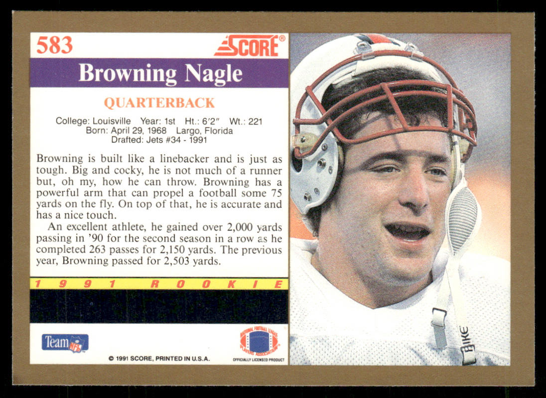 Browning Nagle 1991 Score #583 RC Louisville Cardinals