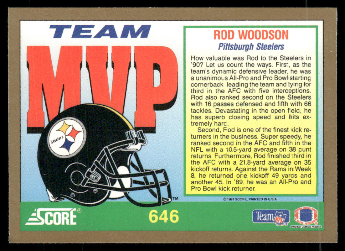 Rod Woodson 1991 Score #646 Pittsburgh Steelers