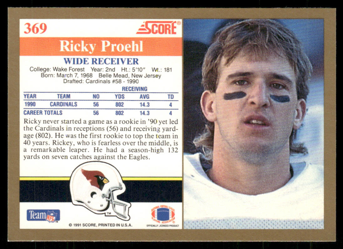Ricky Proehl 1991 Score #369 Phoenix Cardinals