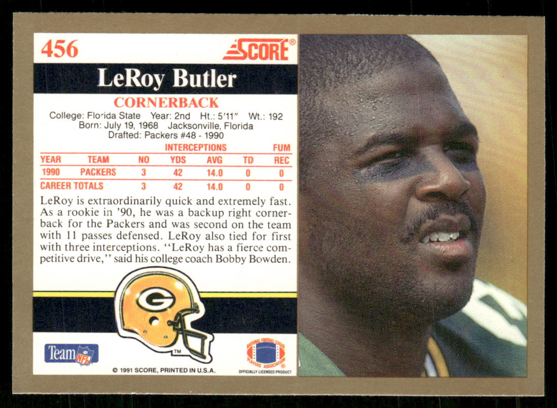 LeRoy Butler 1991 Score #456 Green Bay Packers