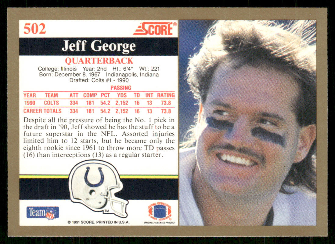 Jeff George 1991 Score #502 Indianapolis Colts
