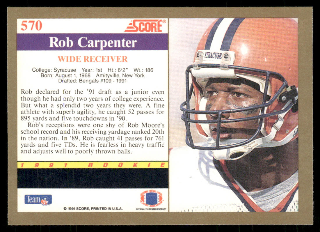 Rob Carpenter 1991 Score #570 RC Syracuse Orangemen