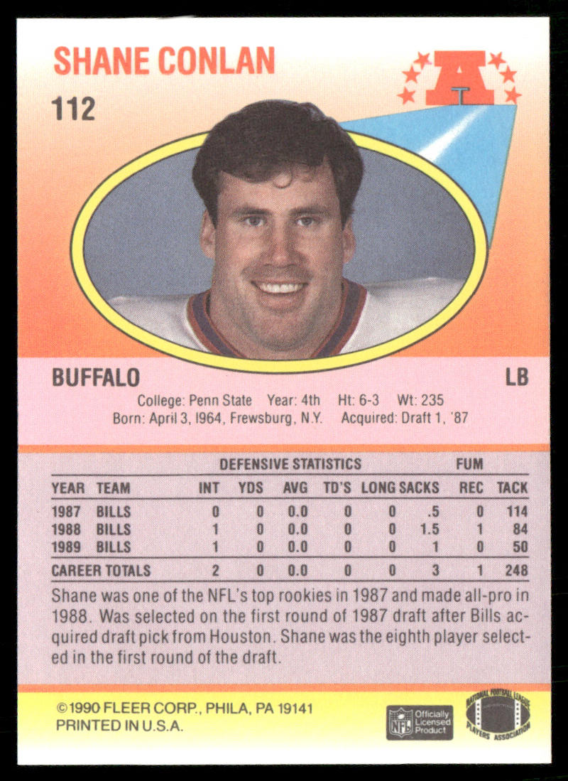 Shane Conlan 1990 Fleer #112 Buffalo Bills