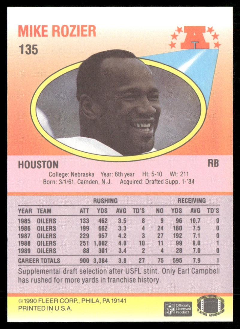 Mike Rozier 1990 Fleer #135 Houston Oilers