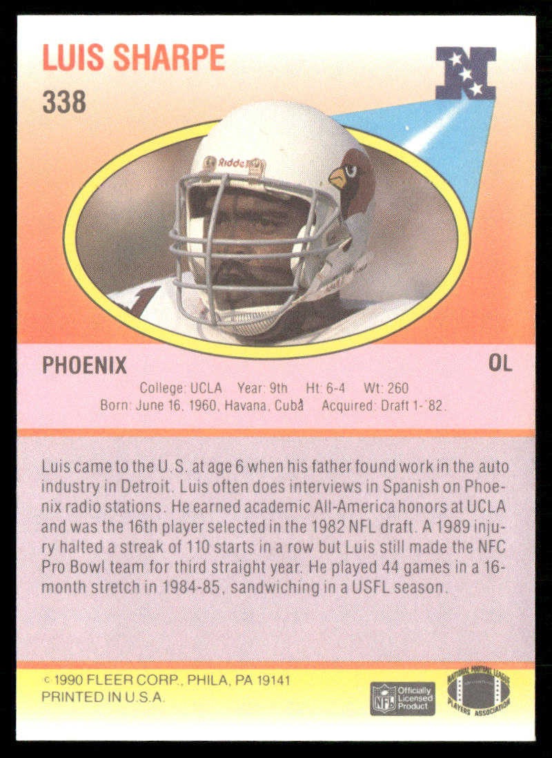 Luis Sharpe 1990 Fleer #338 Phoenix Cardinals