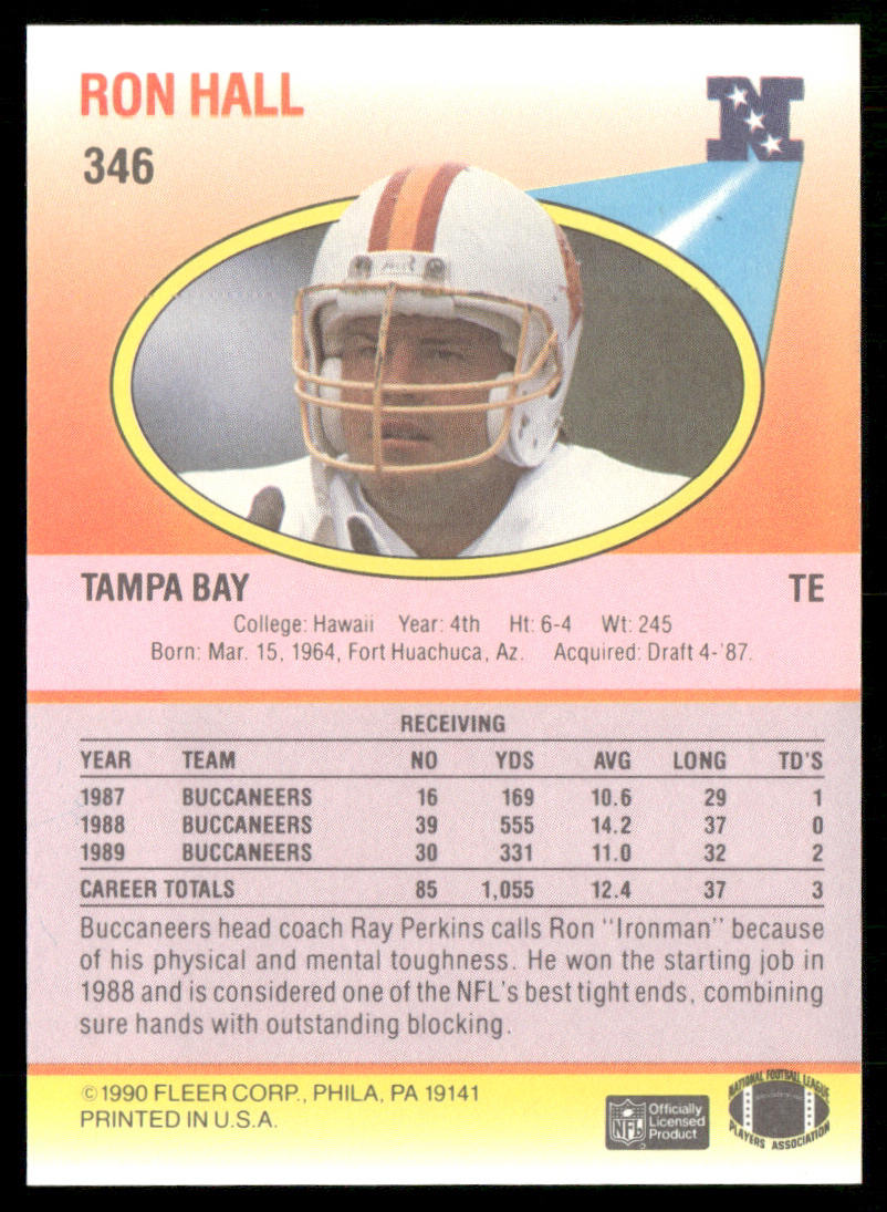 Ron Hall 1990 Fleer #346 Tampa Bay Buccaneers