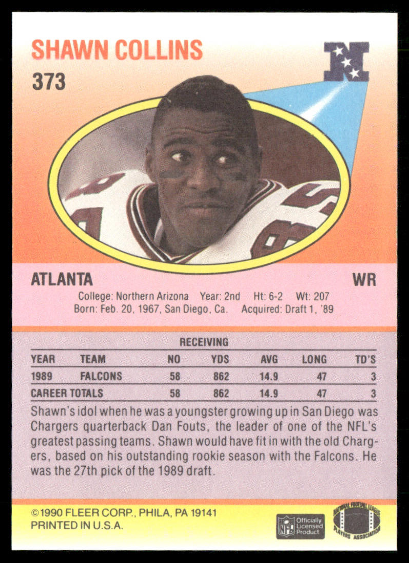 Shawn Collins 1990 Fleer #373 Atlanta Falcons