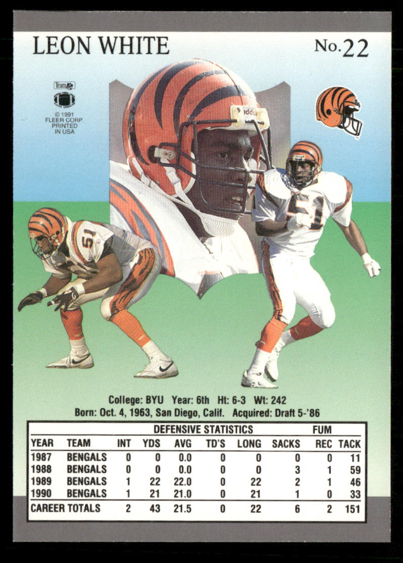 Leon White 1991 Ultra #22 Cincinnati Bengals