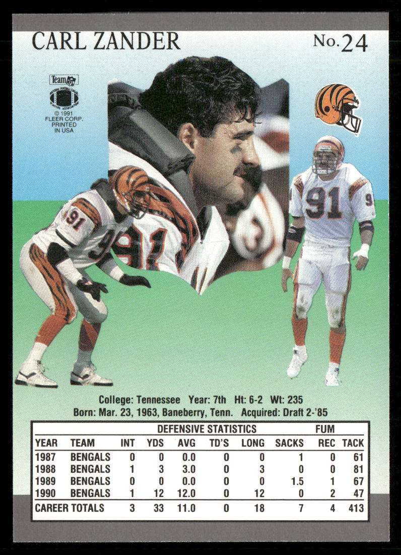 Carl Zander 1991 Ultra #24 Cincinnati Bengals