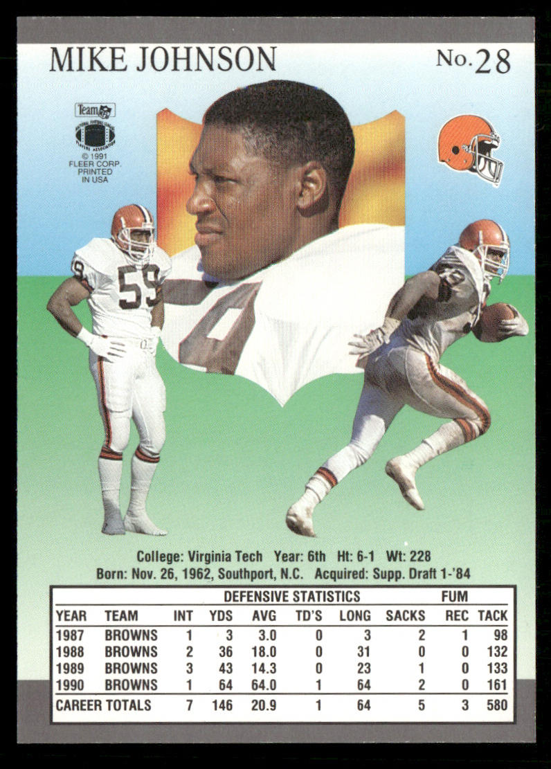 Mike Johnson 1991 Ultra #28 Cleveland Browns