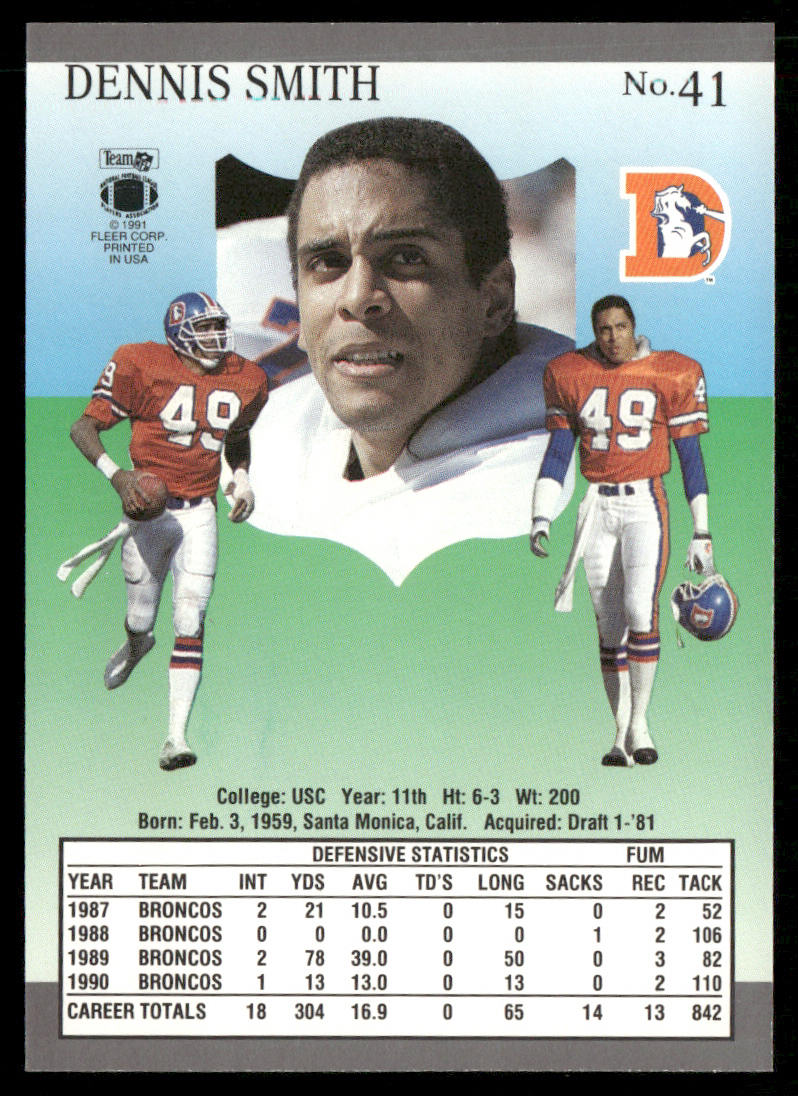 Dennis Smith 1991 Ultra #41 Denver Broncos