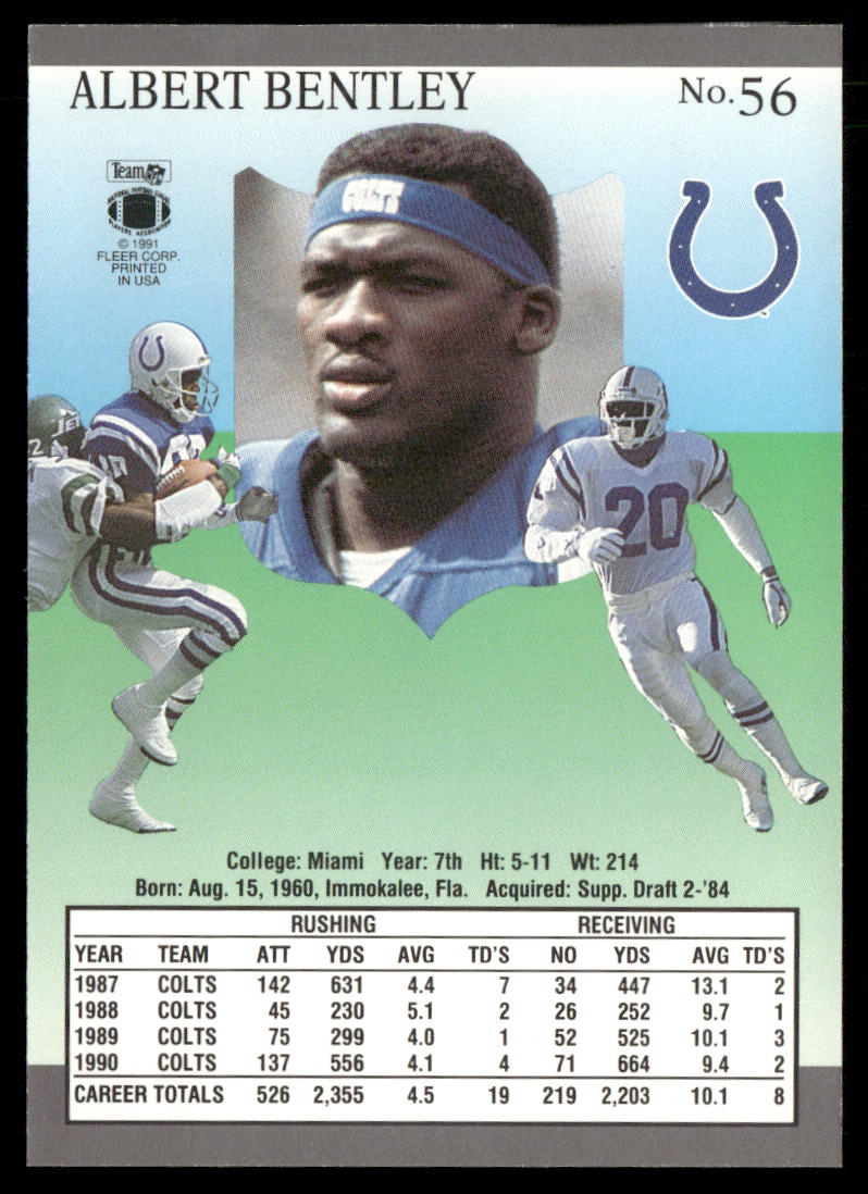 Albert Bentley 1991 Ultra #56 Indianapolis Colts