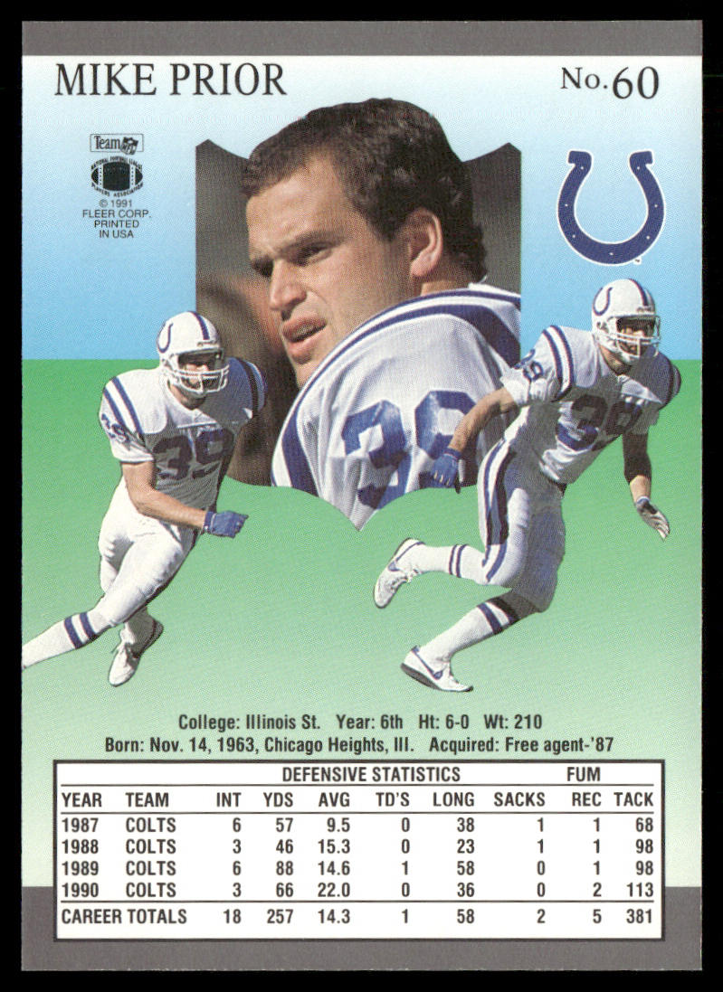 Mike Prior 1991 Ultra #60 Indianapolis Colts