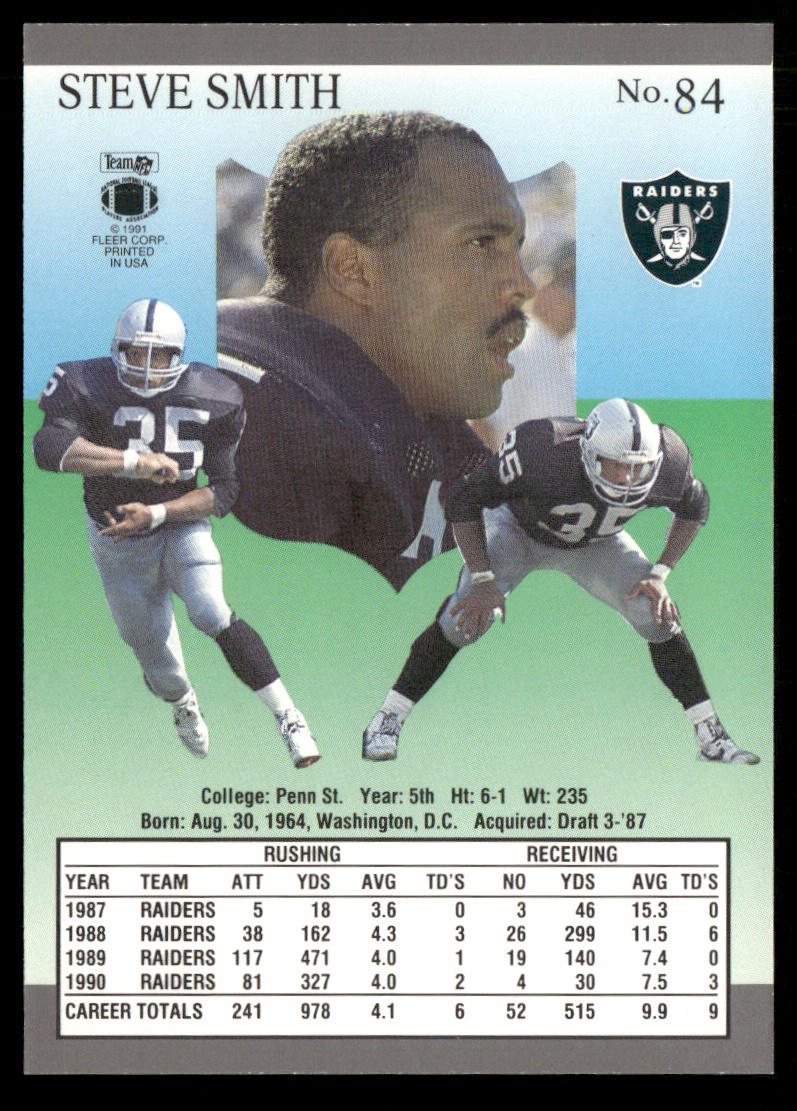 Steve Smith 1991 Ultra #84 Los Angeles Raiders