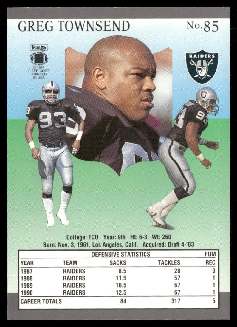 Greg Townsend 1991 Ultra #85 Los Angeles Raiders