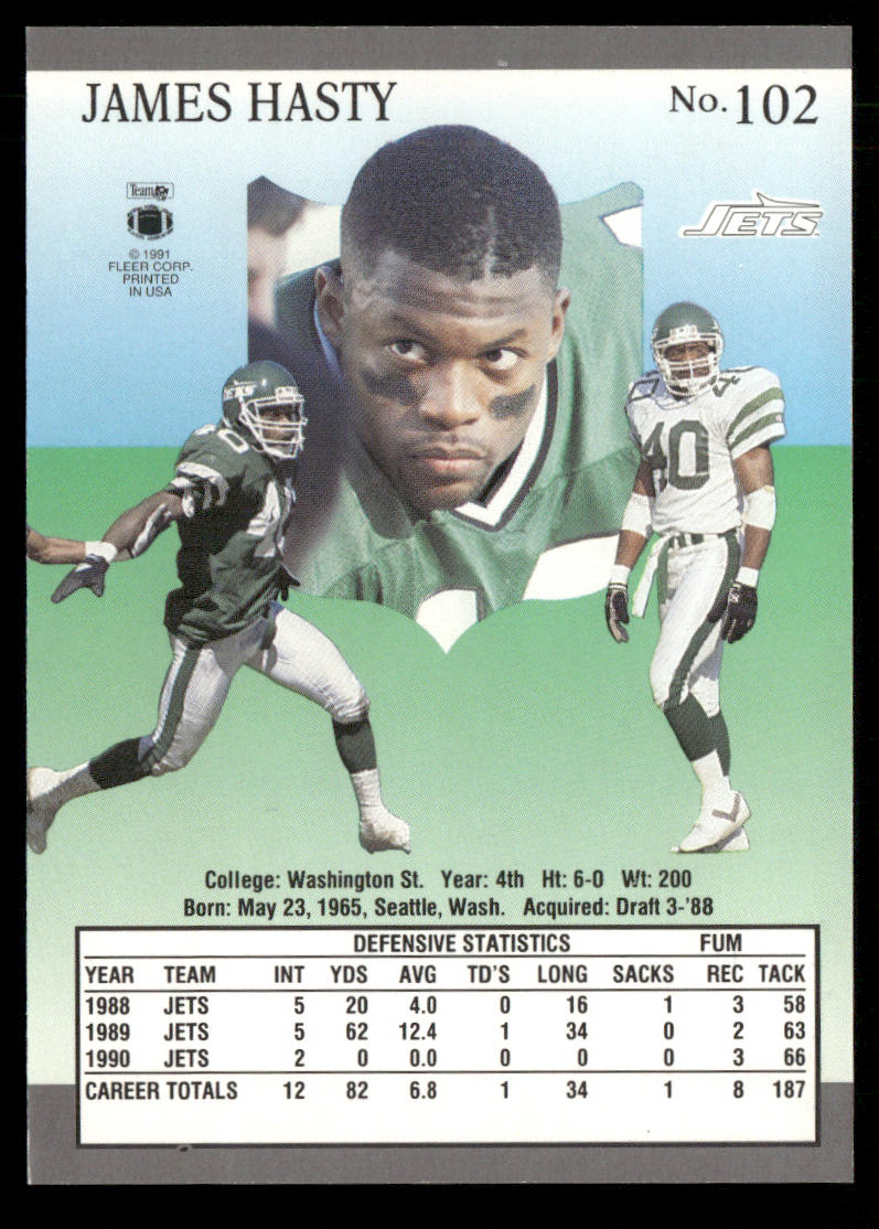 James Hasty 1991 Ultra #102 New York Jets
