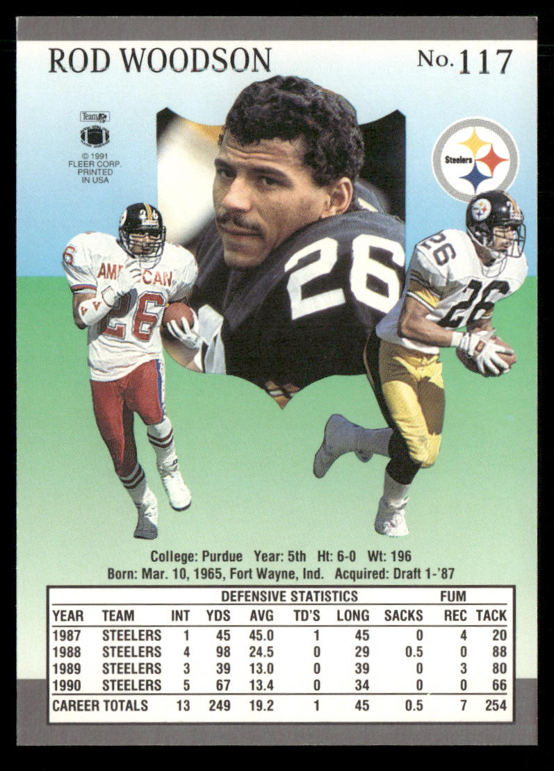 Rod Woodson 1991 Ultra #117 Pittsburgh Steelers