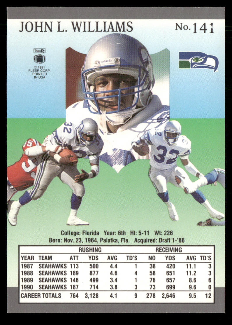 John L. Williams 1991 Ultra #141 Seattle Seahawks