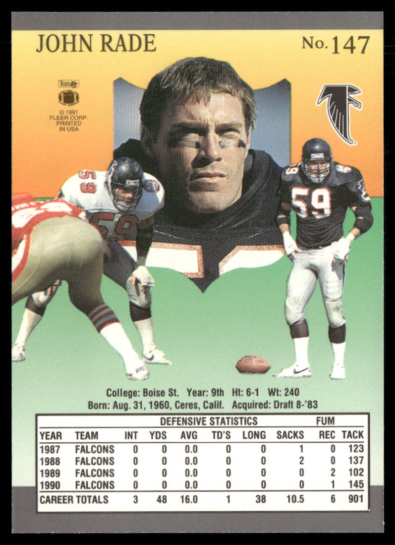 John Rade 1991 Ultra #147 Atlanta Falcons