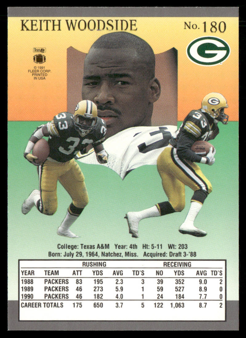 Keith Woodside 1991 Ultra #180 Green Bay Packers