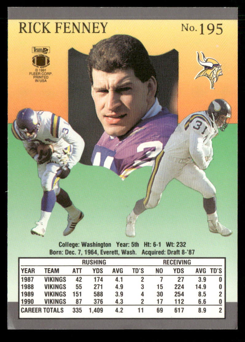 Rick Fenney 1991 Ultra #195 Minnesota Vikings
