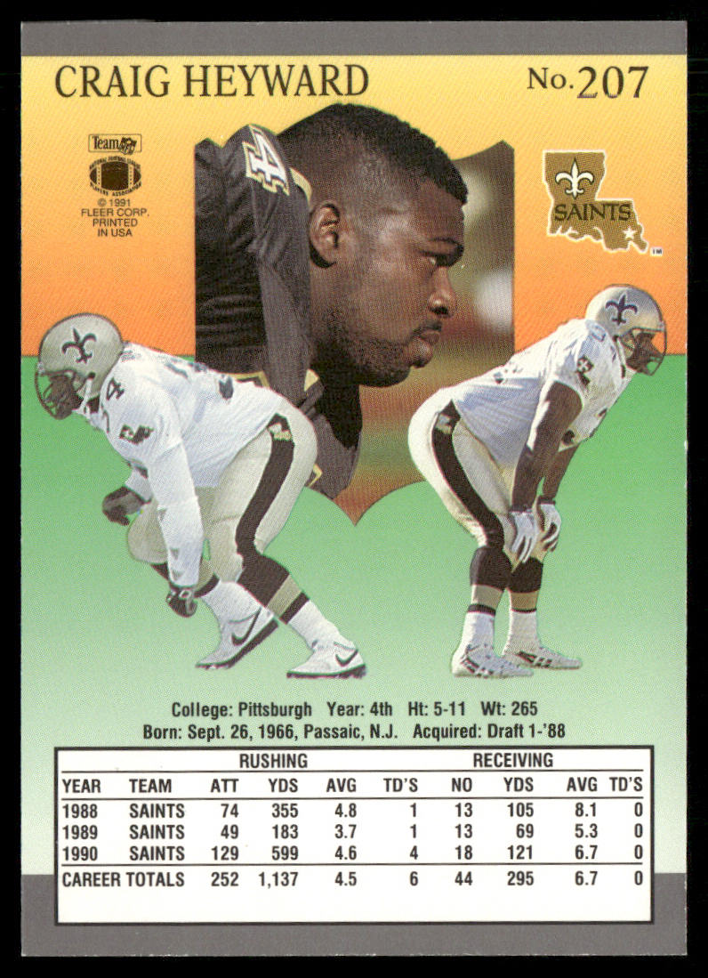 Craig Heyward 1991 Ultra #207 New Orleans Saints