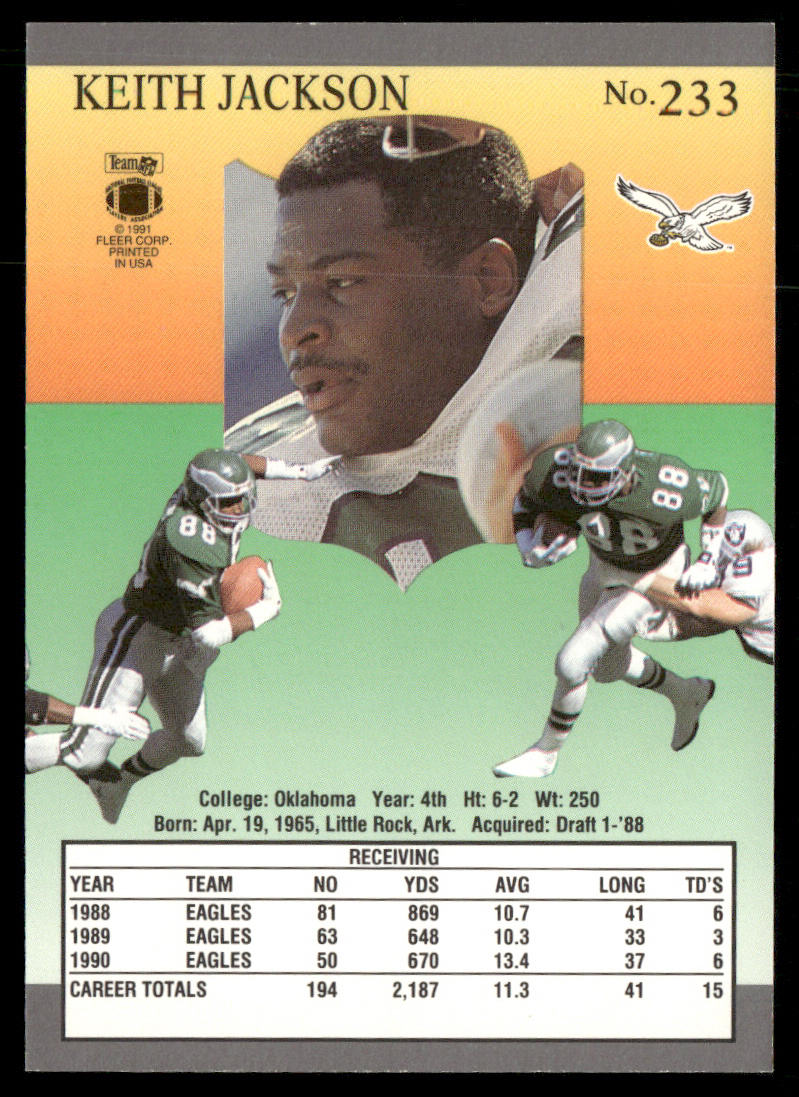 Keith Jackson 1991 Ultra #233 Philadelphia Eagles