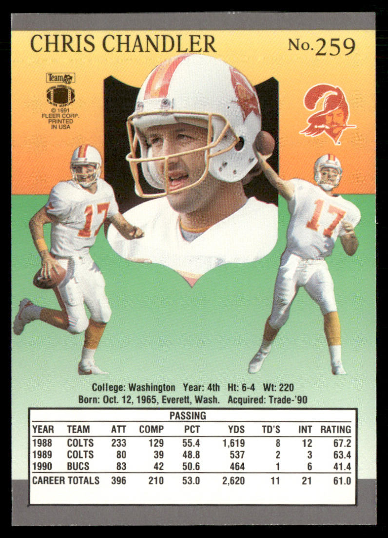 Chris Chandler 1991 Ultra #259 Tampa Bay Buccaneers