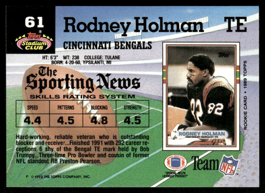 Rodney Holman 1992 Stadium Club #61 Cincinnati Bengals