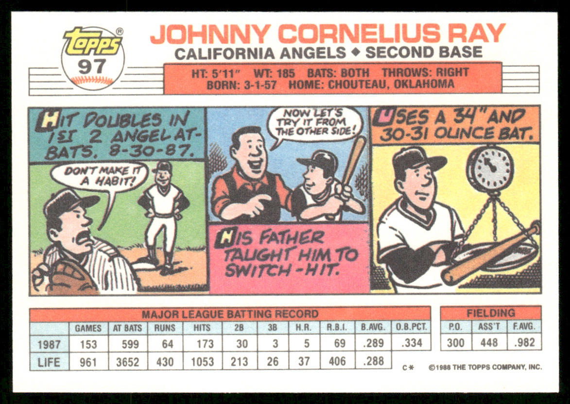 Johnny Ray 1988 Topps Big #97b California Angels