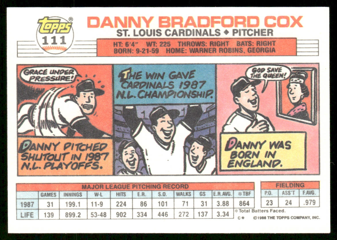 Danny Cox 1988 Topps Big #111 St. Louis Cardinals