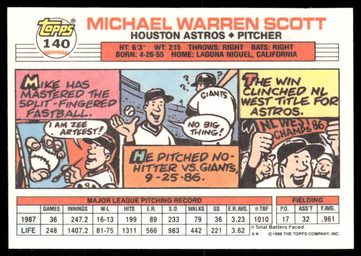 Mike Scott 1988 Topps Big #140 Houston Astros