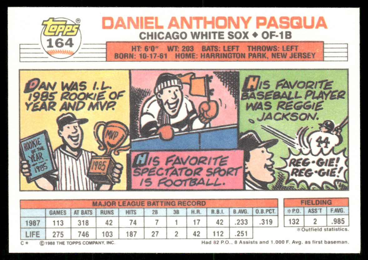 Dan Pasqua 1988 Topps Big #164 Chicago White Sox
