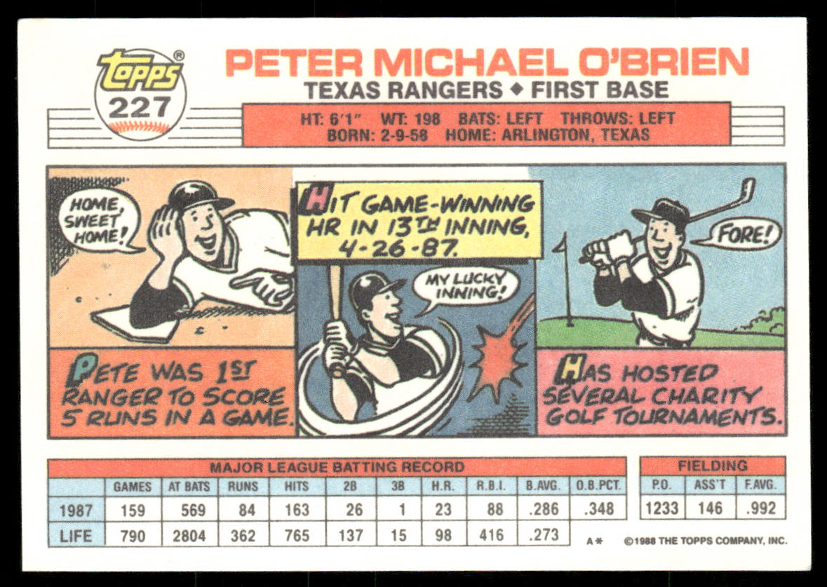 Pete O'Brien 1988 Topps Big #227 Texas Rangers