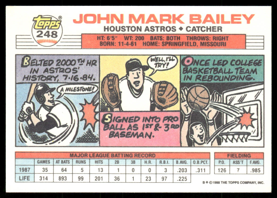 Mark Bailey 1988 Topps Big #248b Houston Astros
