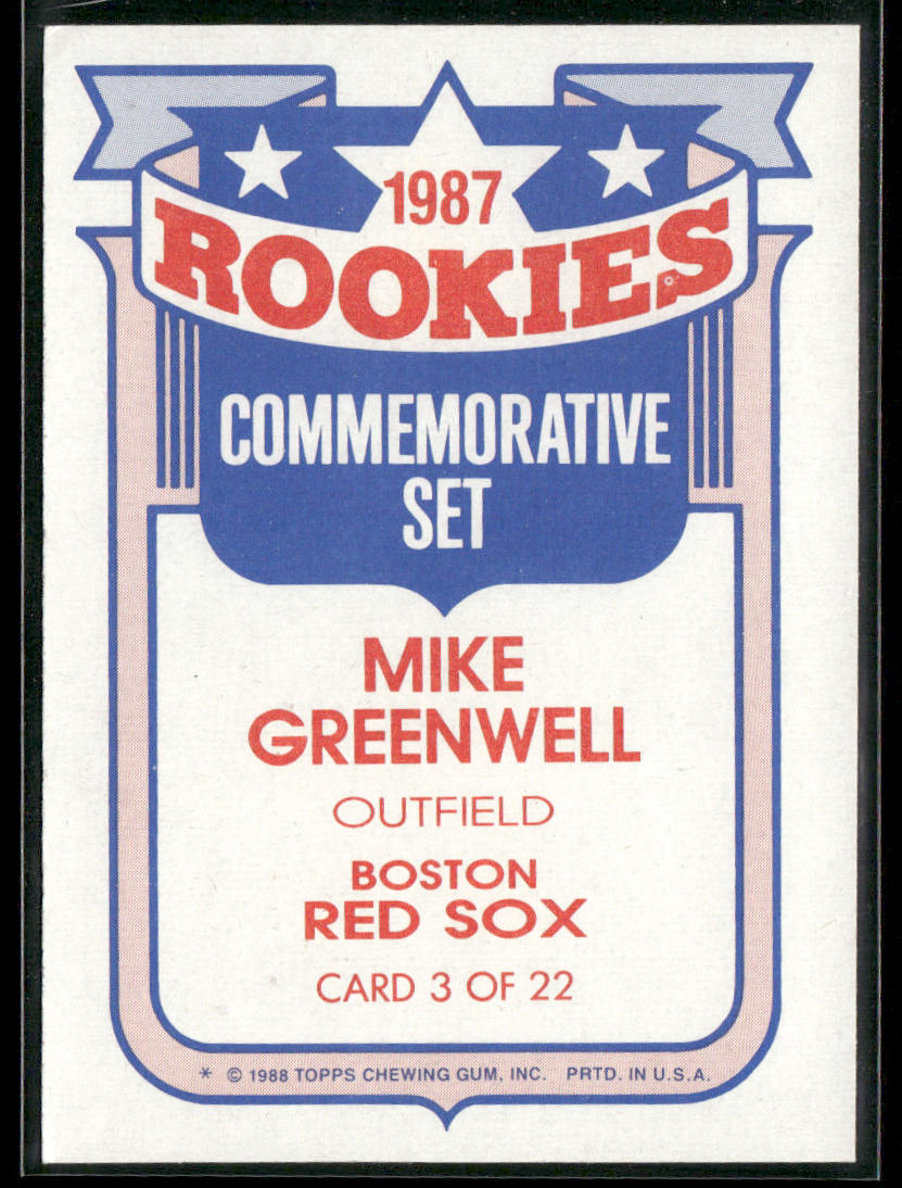Mike Greenwell 1988 Topps Glossy Rookies #3a Boston Red Sox