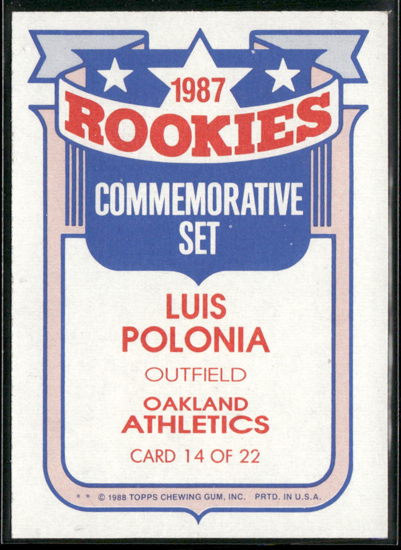 Luis Polonia 1988 Topps Glossy Rookies #14a Oakland Athletics